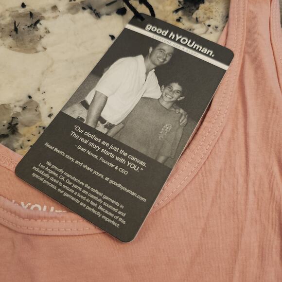 GOOD HYOUMAN Pink Tank Top Size Small Logo Cotton Modal Soft - Picture 3 of 7